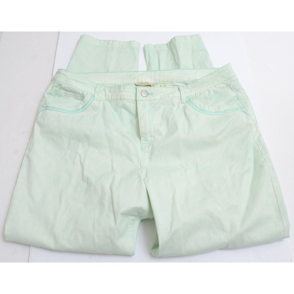 Soft Surroundings Jeans Size LG Mint Green Watercolor Light Wash Ankle